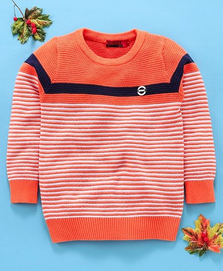 Noddy Striped Full Sleeves Sweater - Orange