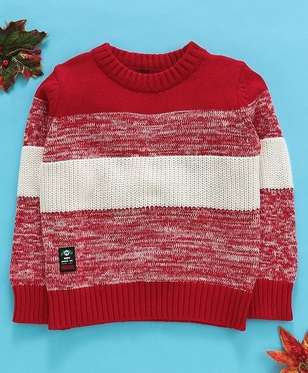 Noddy Dual Shaded Full Sleeves Sweater - Red