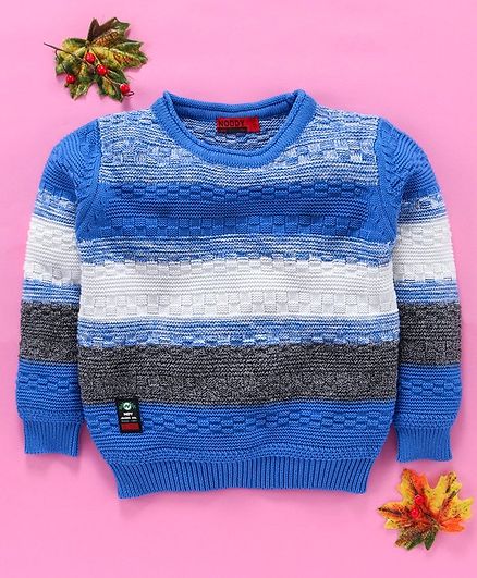 Noddy Solid Full Sleeves Sweater - Blue
