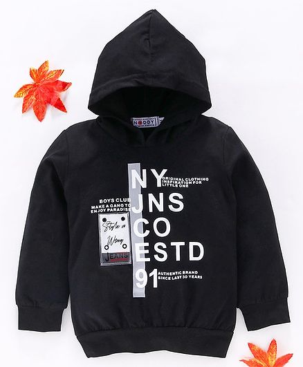 Noddy Printed Full Sleeves Hoodie - Black