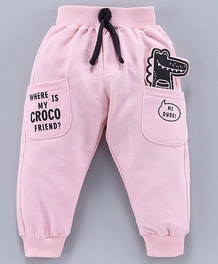 Mini Taurus Full Length Lounge Pant 3D Dino Applique - Peach