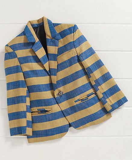 Rikidoos Full Sleeves Striped Blazer - Yellow