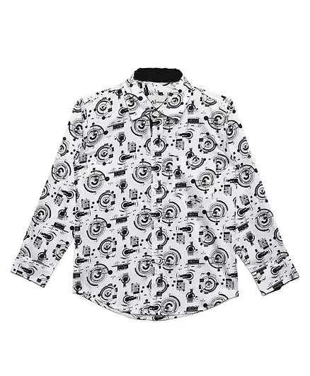 AJ Dezines Printed Full Sleeves Shirt - White