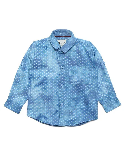AJ Dezines Printed Full Sleeves Shirt - Blue