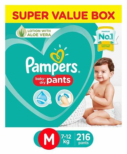 Pampers Pant Style Diapers Super Value Pack Medium Size - 216 Pieces