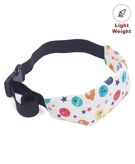 Car Seat Baby Sleep Head Support Bear Print - White