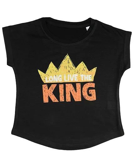 Disney By Crossroads Long Live The King Print Short Sleeves T-Shirt - Black