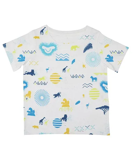 Disney By Crossroads Animal Print Half Sleeves T-Shirt - White