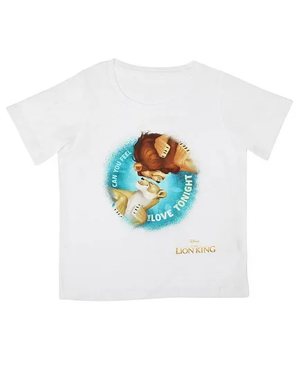 Disney By Crossroads Lioness Printed Half Sleeves T-Shirt - White