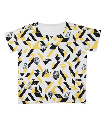 Disney By Crossroads Lion Print Half Sleeves T-Shirt - White
