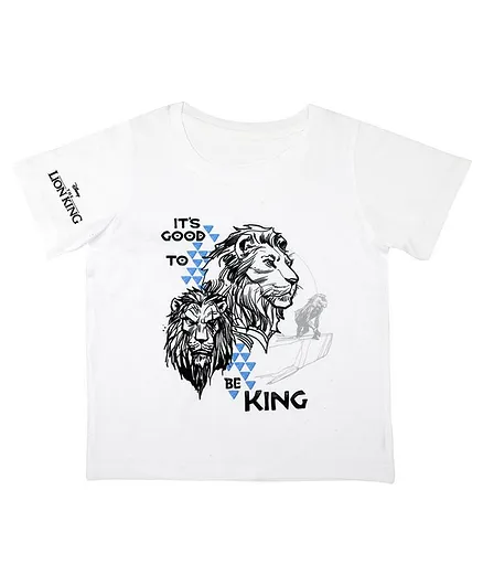 Disney By Crossroads Lion Print Half Sleeves T-Shirt - White