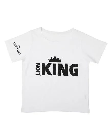 Disney By Crossroads Lion King Print Half Sleeves T-Shirt - White