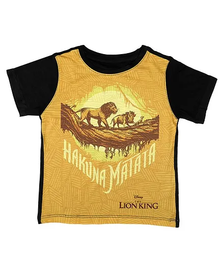 Disney By Crossroads Hukuna Matata Print Half Sleeves T-Shirt - Yellow