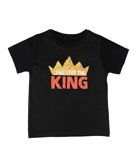 Disney By Crossroads Long Live The King Print Half Sleeves T-Shirt - Black