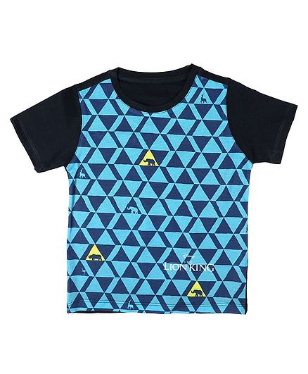 Disney By Crossroads Geometrical Pattern Printed Half Sleeves T-Shirt - Navy Blue
