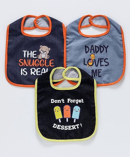 Denim Bibs Animal Print Pack of 3 - Black