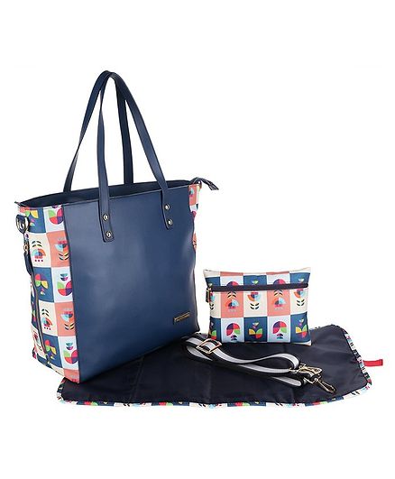 My Milestones Leather Diaper Tote High Street - Navy Mashal