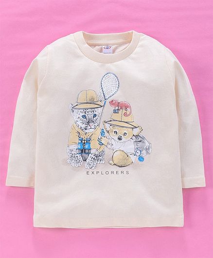 Zero Full Sleeves Tee Tiger Print - Off White
