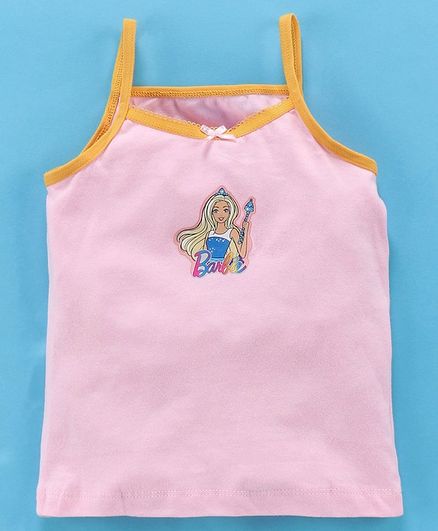 Red Rose Solid Colour Singlet Slip Barbie Print - Pink