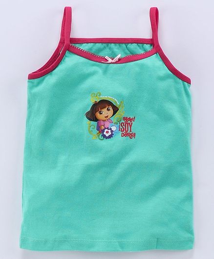 Red Rose Sleevless Singlet SlipDora Print - Sea Green