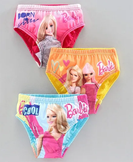 Red Rose Panties Barbie Print Pack of 3 - Blue Pink Yellow
