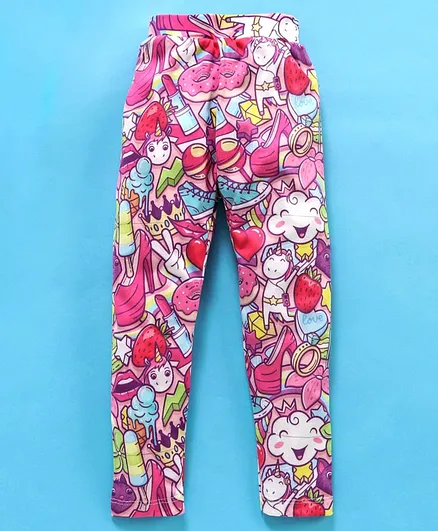 Birthday Girl Full Length Leggings Multiprint - Pink