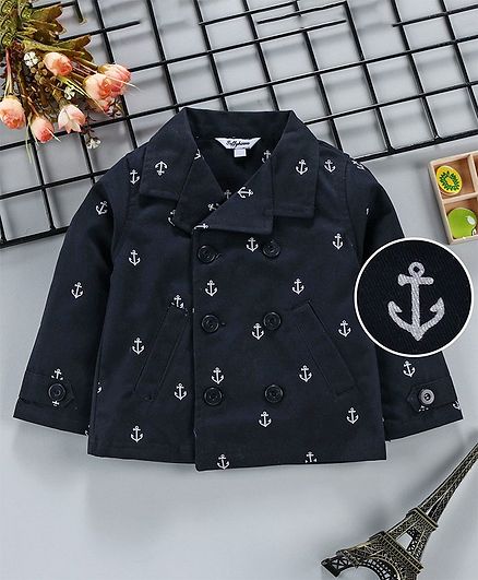 ToffyHouse Full Sleeves Jacket Anchor Print - Black