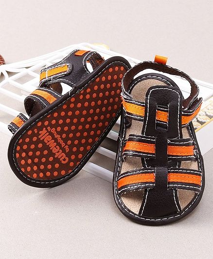 Cute Walk by Babyhug Booties - Black Orange