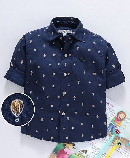 Jash Kids Full Sleeves Shirt Parachute Print - Navy Blue