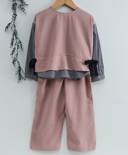 Kookie Kids Full Sleeves Top & Palazzo - Dusky Pink