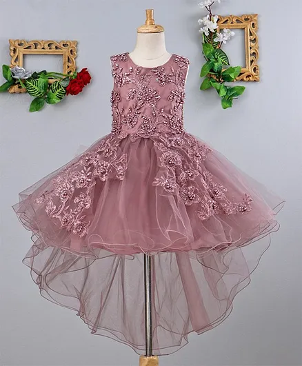 Mark & Mia Sleeveless Party Wear Frock Bead Embellishment - Dusky Pink