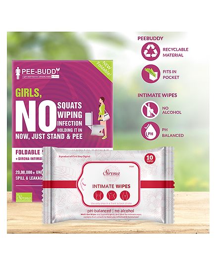 PeeBuddy Stand & Pee Disposable Female Urination Device with Intimate Wipes - 20 Funnels & 10 Wipes
