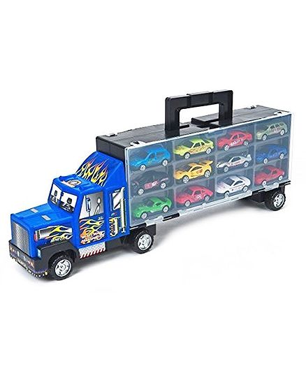 Planet of Toys Truck Carry Case With Handle and Die Cast Cars Take-Along - 12 Cars