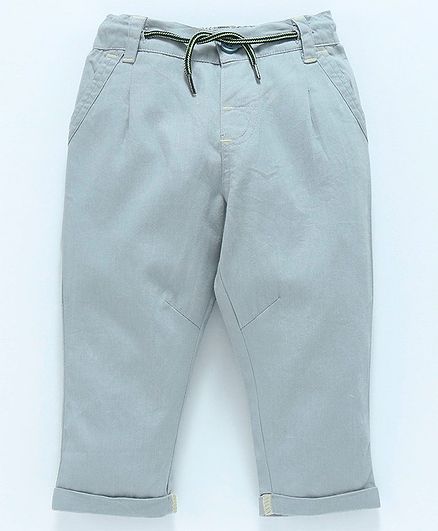 Babyoye Full Length Cotton Trousers With Drawstring - Grey