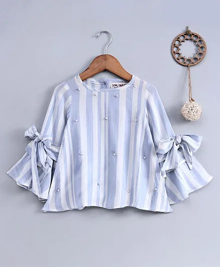 Soul Fairy Striped Full Sleeves Top - Blue