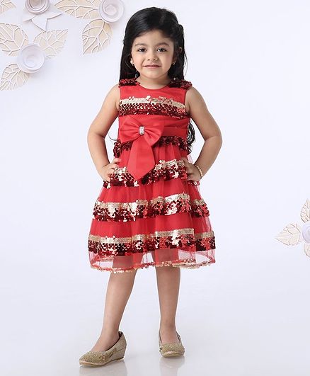 Mark & Mia Sleeveless Frock Sequin Embellished - Red