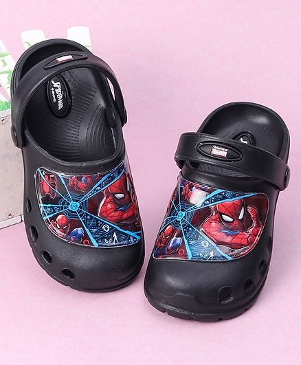 Cute Walk by Babyhug Clogs Spiderman Print - Black