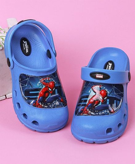 Cute Walk by Babyhug Clogs Spiderman Print - Blue