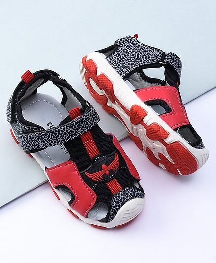 Cute Walk by Babyhug Sandals Spider Design - Black Red