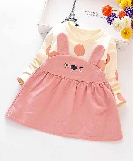 Awabox Nose Print Full Sleeves Dress - Pink