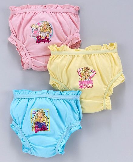 Red Rose Bloomers Barbie Print Pack of 3 - Yellow Blue Pink