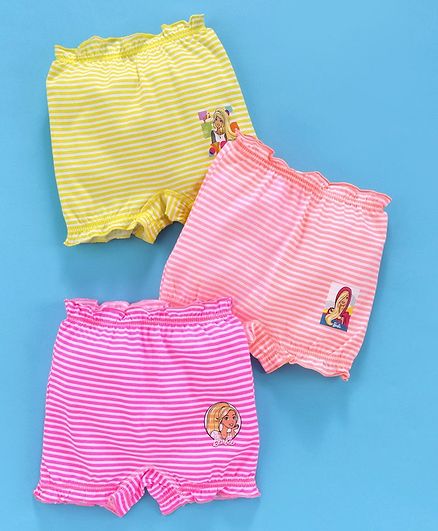 Red Rose Bloomers Barbie Print Pack of 3 - Orange Pink Yellow