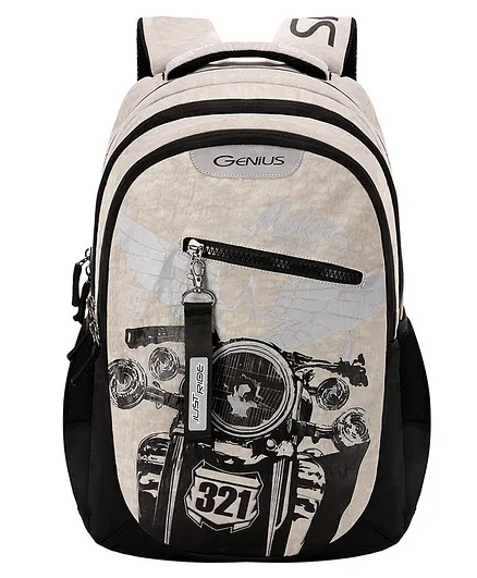 Genius Rodeo School Bag Motorcycle Print Grey - 19 Inches