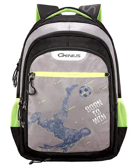 Genius Striker School Bag Football Print Grey - 19 Inches