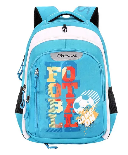 Genius Victor Plus School Bag Football Print Blue - 17 Inches