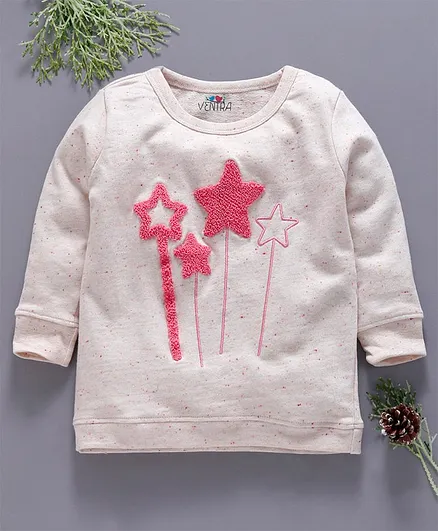 Ventra Stars Embellished Full Sleeves Sweatshirt - Pink