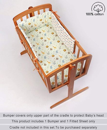 Babyhug Premium Cradle Bumper with Fitted Crib Sheet Jungle Safari Theme - Multicolor