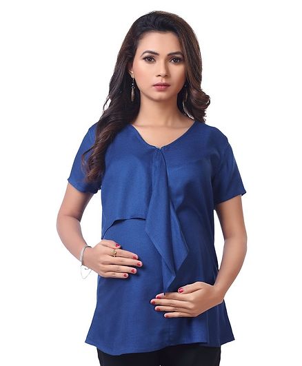 Kriti Half Sleeves Maternity Top - Dark Blue