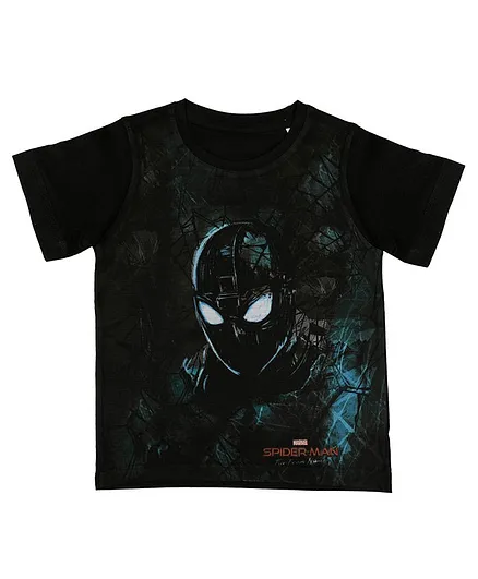 Marvel By Crossroads Spider-Man Print Half Sleeves T-Shirt - Black