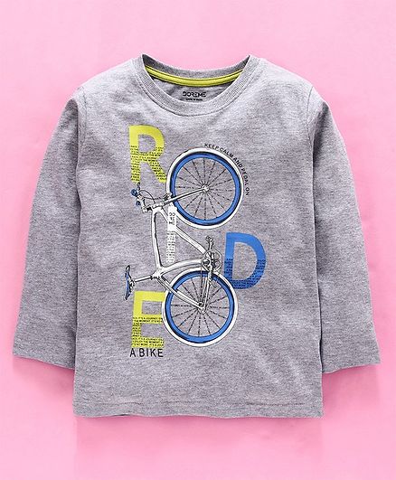 Doreme Full Sleeves Tee Cycle Print - Grey